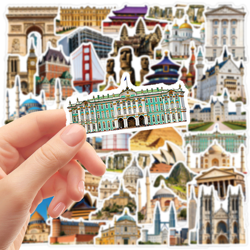 50PCS Famous City Landmark Tra - Commuting By Bike ulasan dan harga