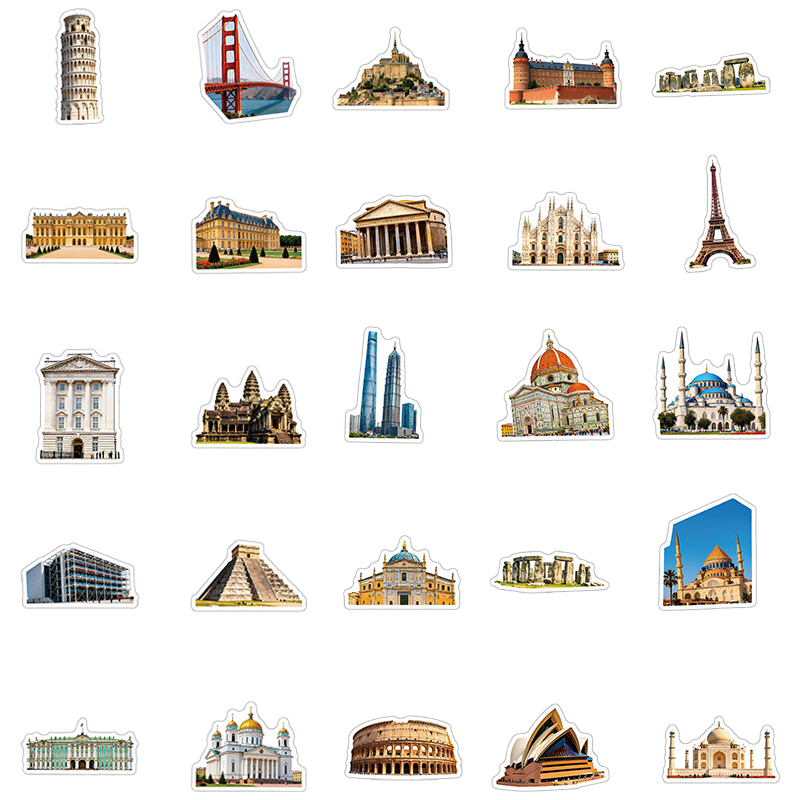 50PCS Famous City Landmark Tra - Commuting By Bike ulasan dan harga